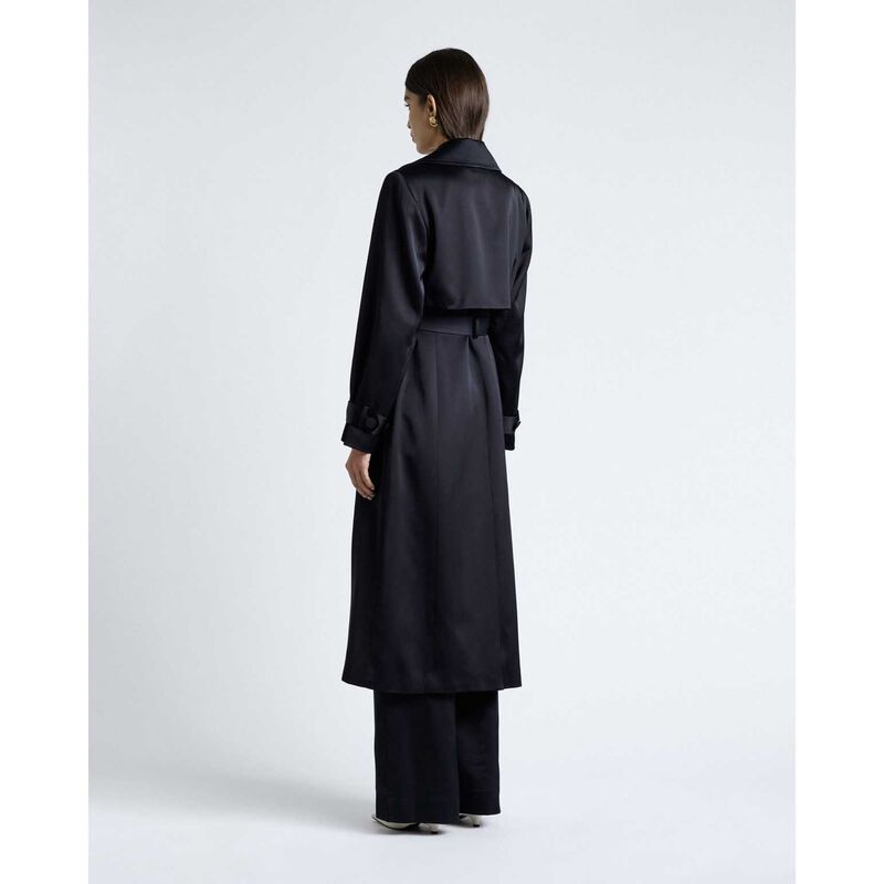 Cue Dark Ink Matte Satin Viscose Trench image number 1